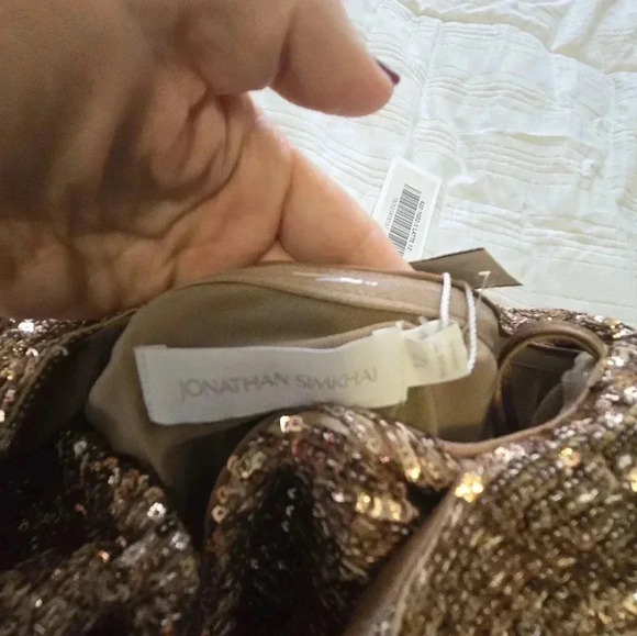 Jonathan Simkhai Zay sequin one shoulder dress NWT SZ 12 Formal - Picture 12 of 13